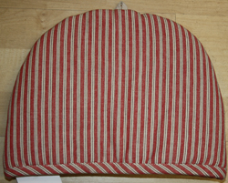 red ticking  teacozy